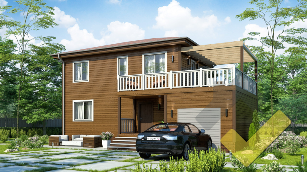 Строительство каркасного дома 14х9 "Тесли" под ключ