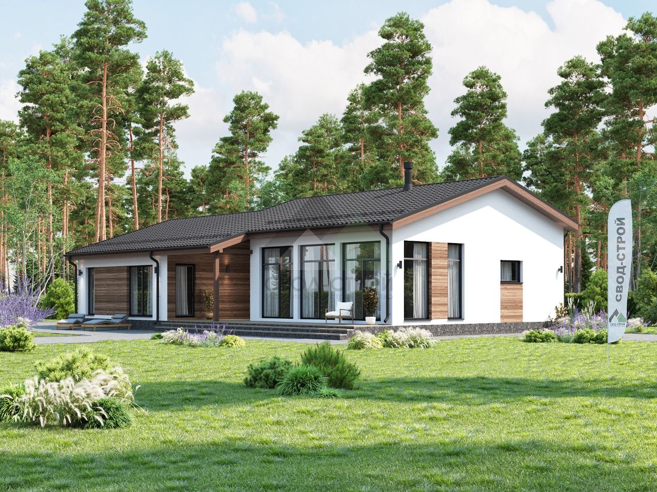 Дом из газобетонных блоков С-235 ГБ «Берген»