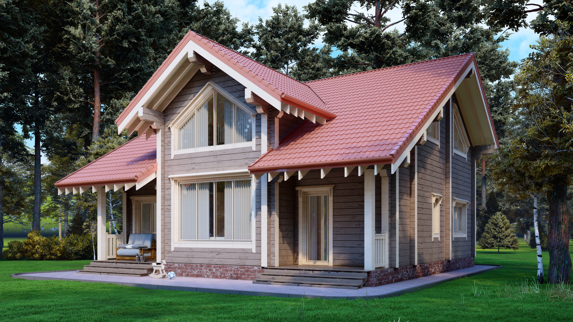 Двухэтажный дом «Лофер» из бруса | ЭкоТех