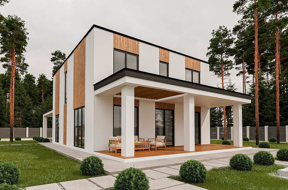 Проект DOMFIX DUO - двухэтажный дом из газобетона