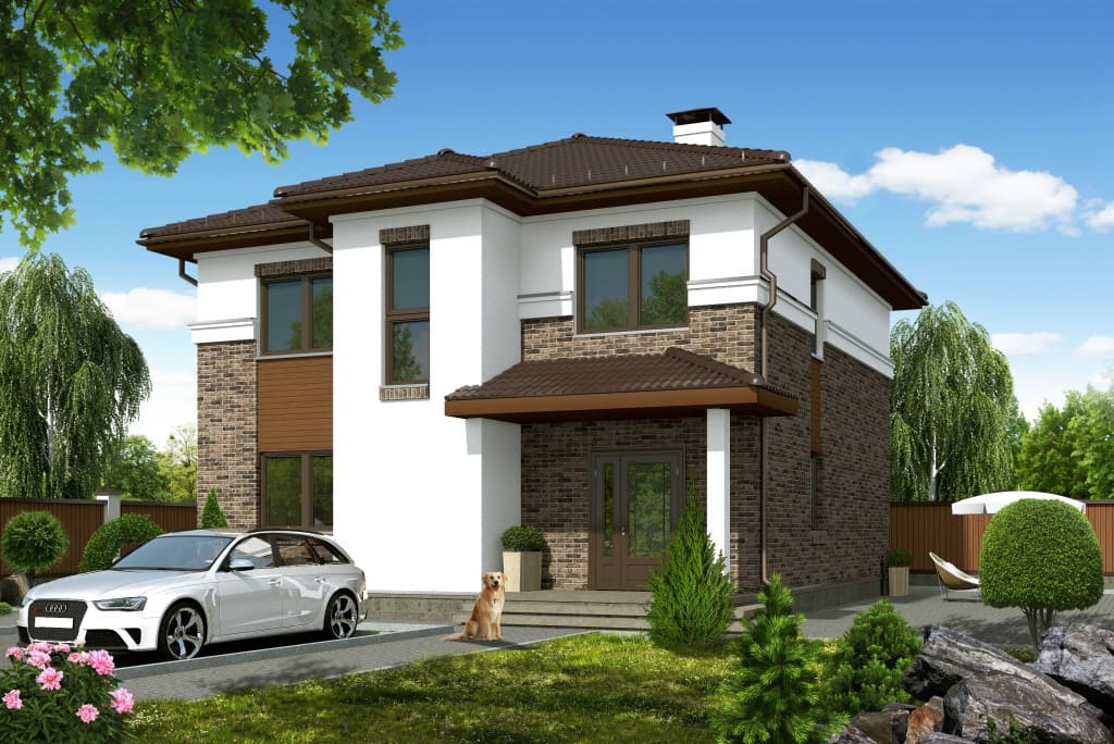 Проект двухэтажного каркасного дома Вилла L под ключ от компании БАКО