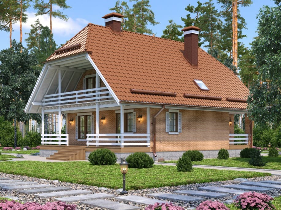 Проект каркасного дома с мансардой Бавария 2 L под ключ от компании БАКО
