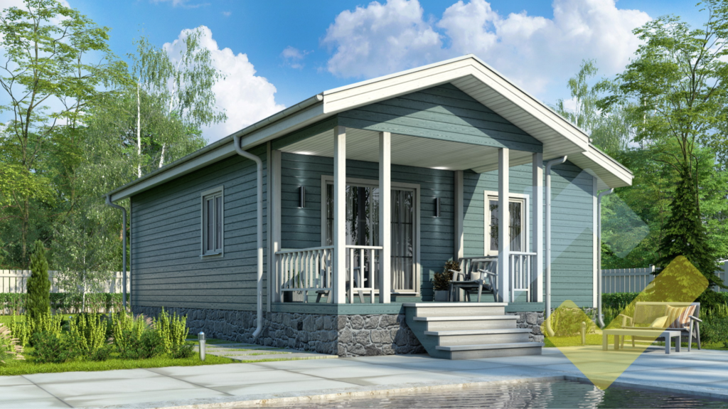 Строительство каркасного дома 9,7х8,8 "Брик" под ключ