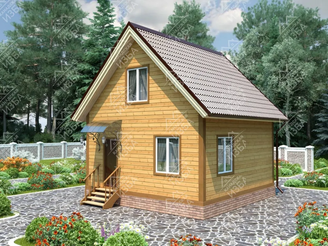 Каркасно-щитовой дом 6х6 «Иртыш» Проект и цена строительства в Москве
