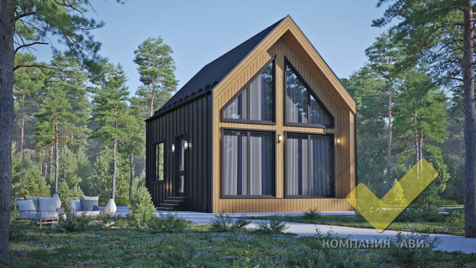 Строительство каркасного дома 7х5 "Артик" под ключ