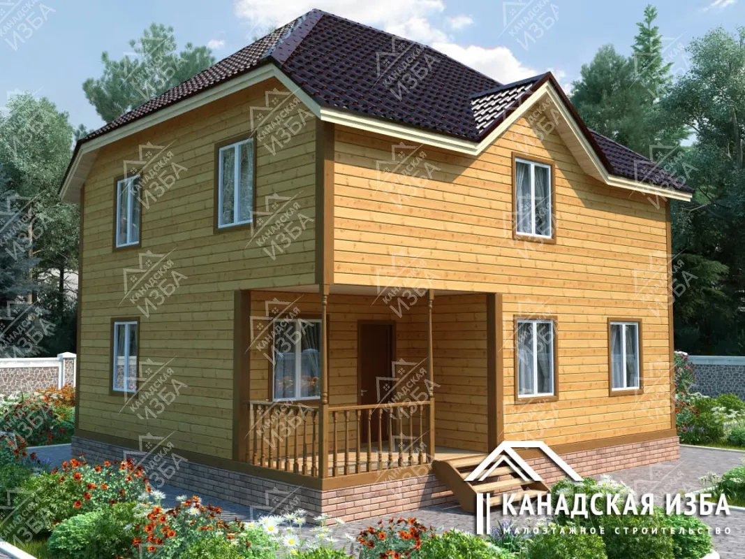 Каркасный дом 9х8 «Бавария» Проект и цена строительства в Москве