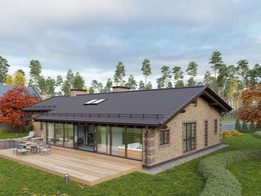 Дома из газобетона Бунгало XL+ под ключ