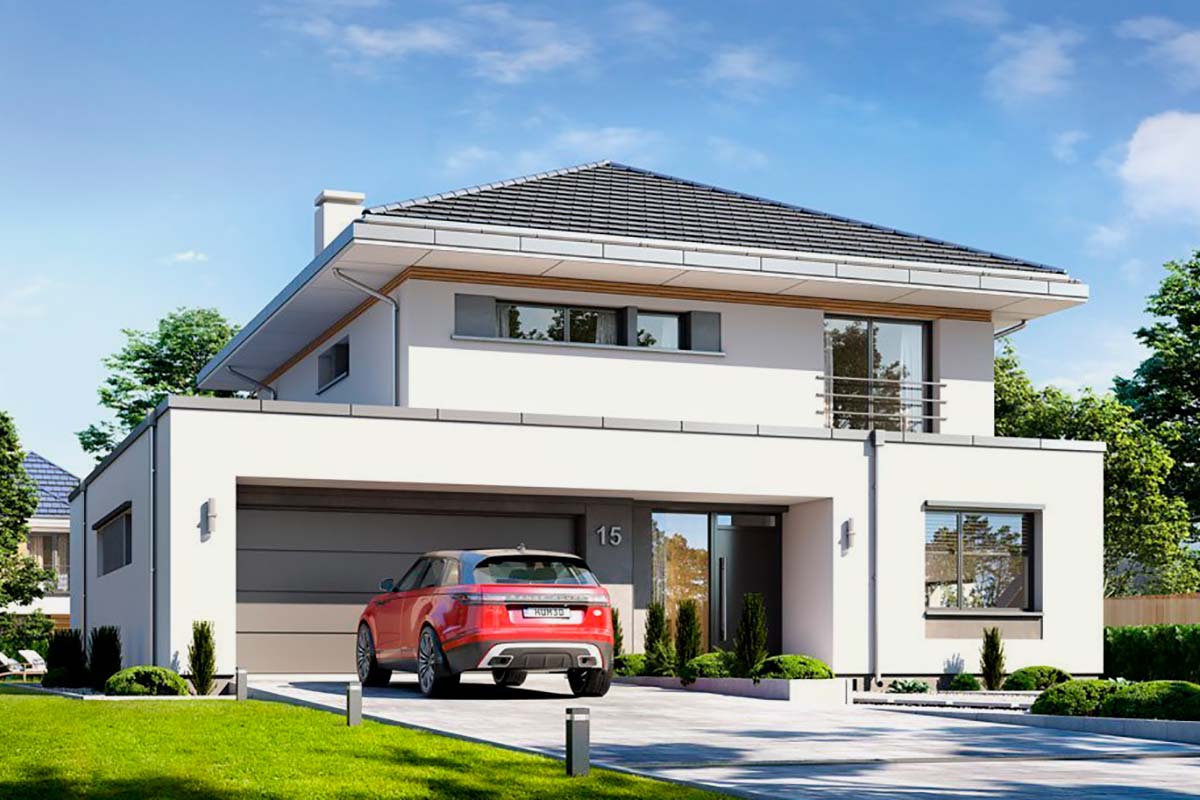 Двухэтажная вилла со встроенным гаражом «Люптон»