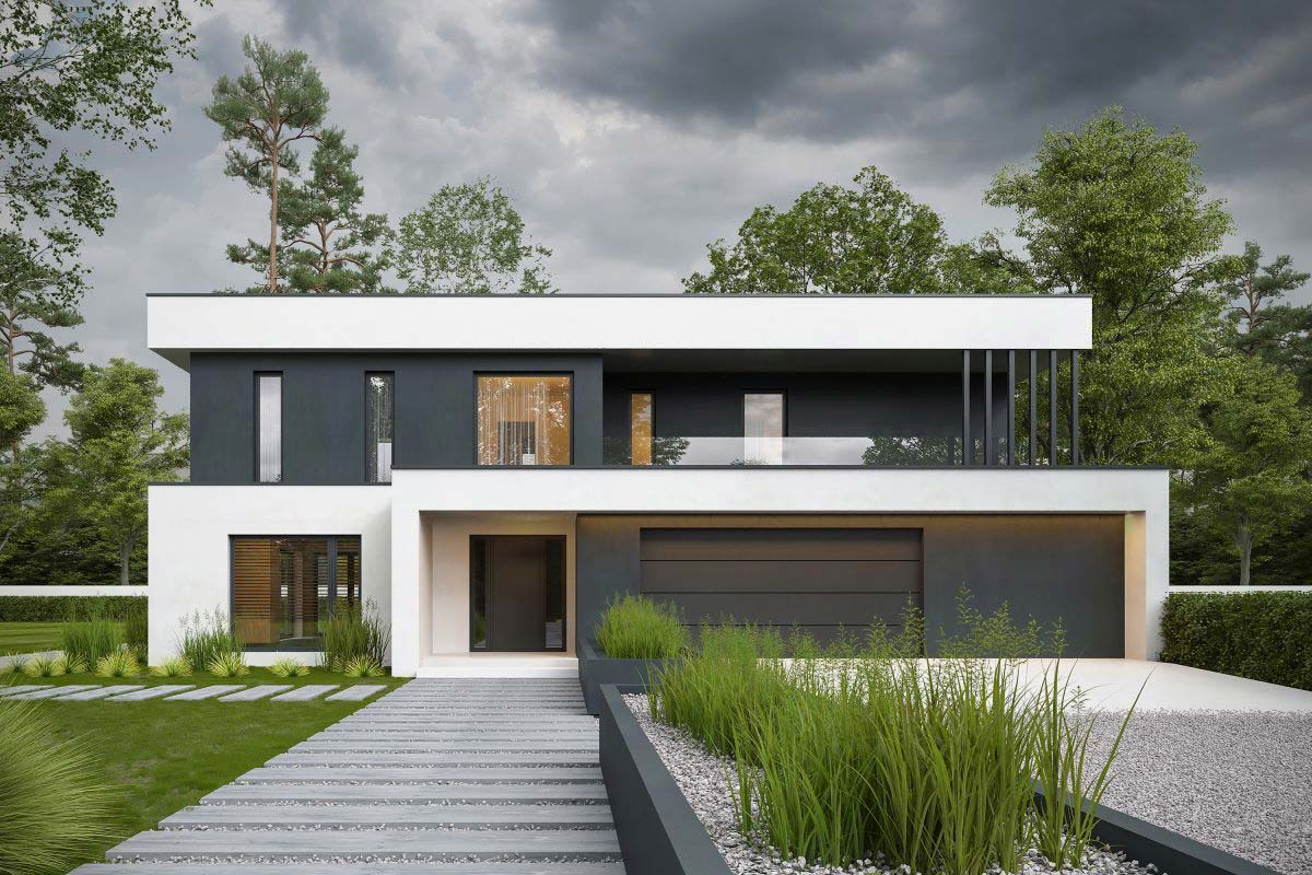 Двухэтажный коттедж в стиле Хай-Тек «Мирленд»