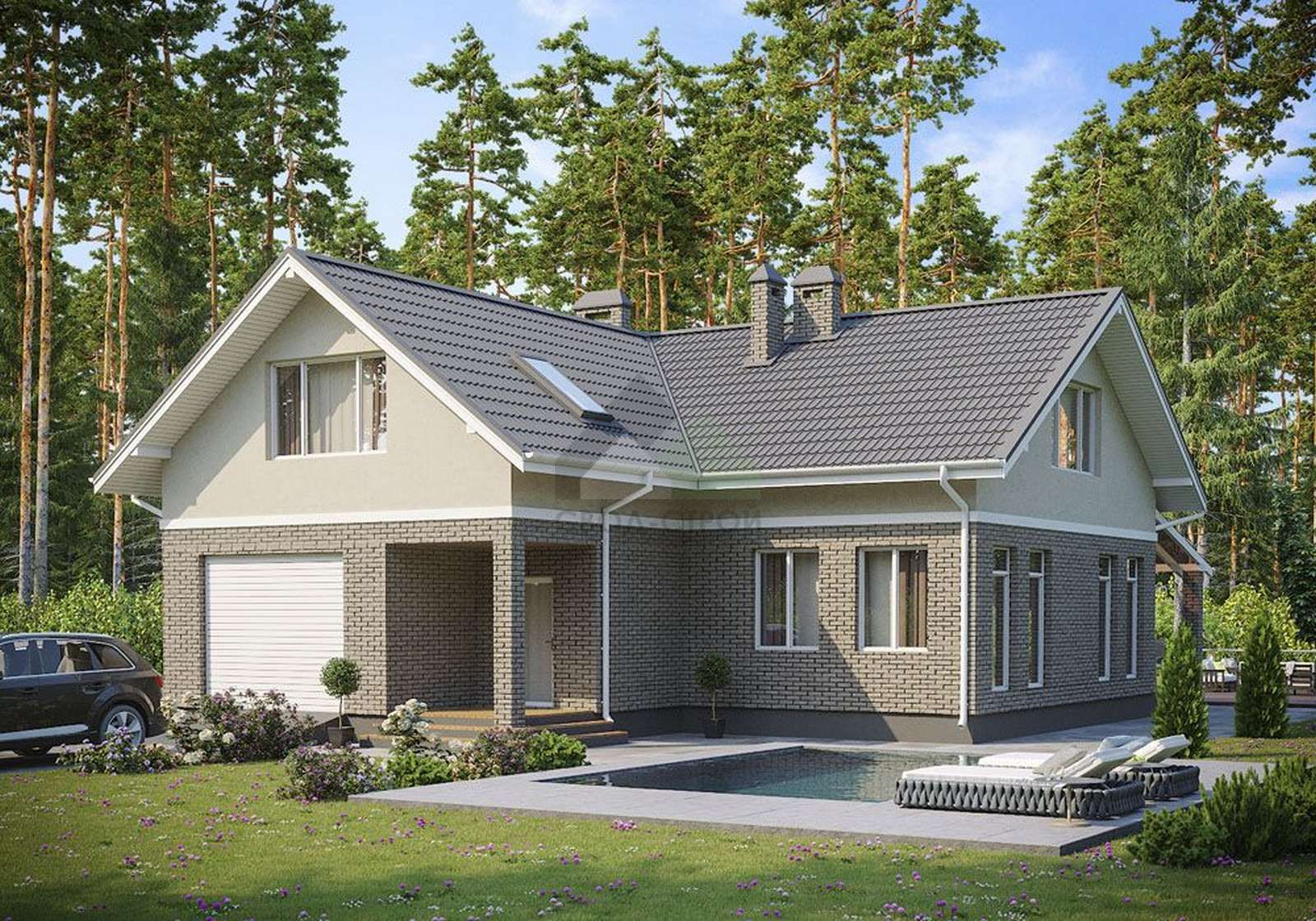 Дом из газобетонных блоков С-322 ГБ «Ясень»