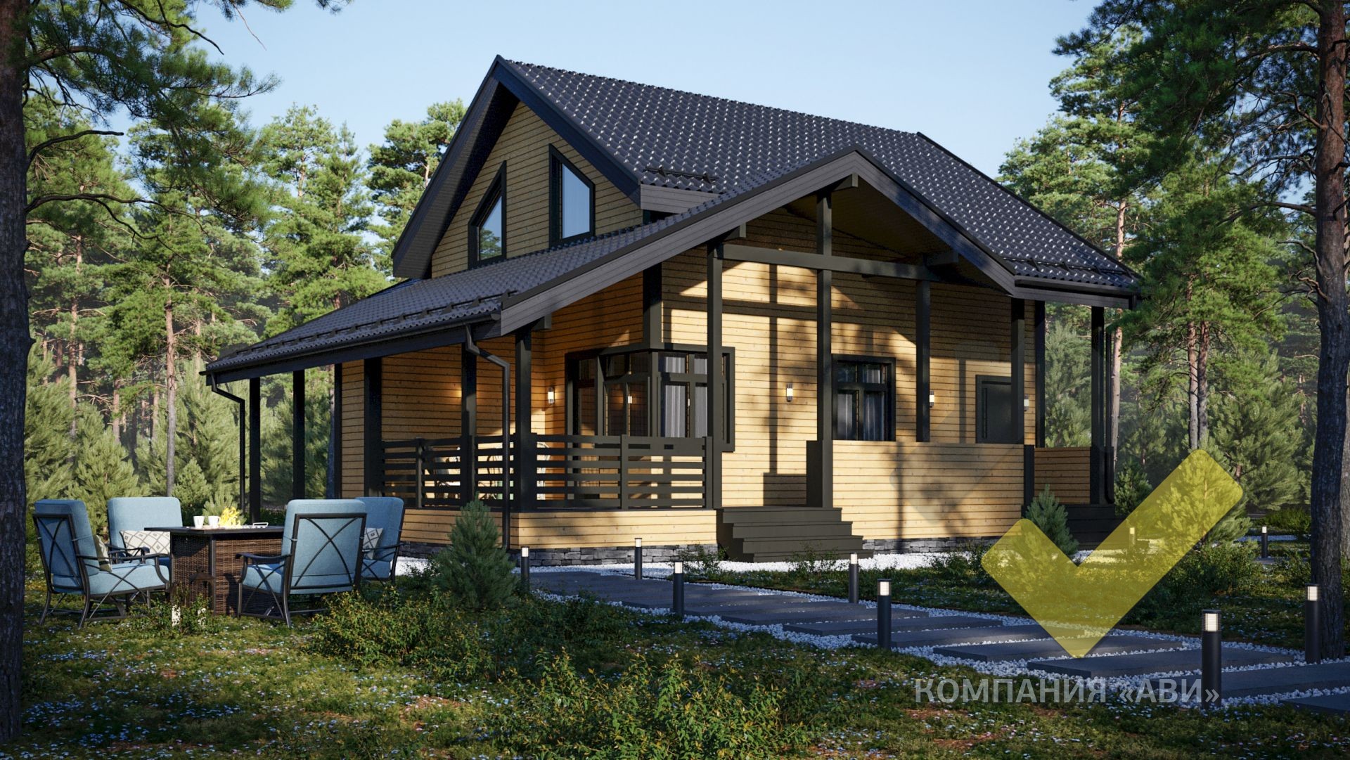 Строительство каркасного дома 8,6х8,1 "Гермес" под ключ