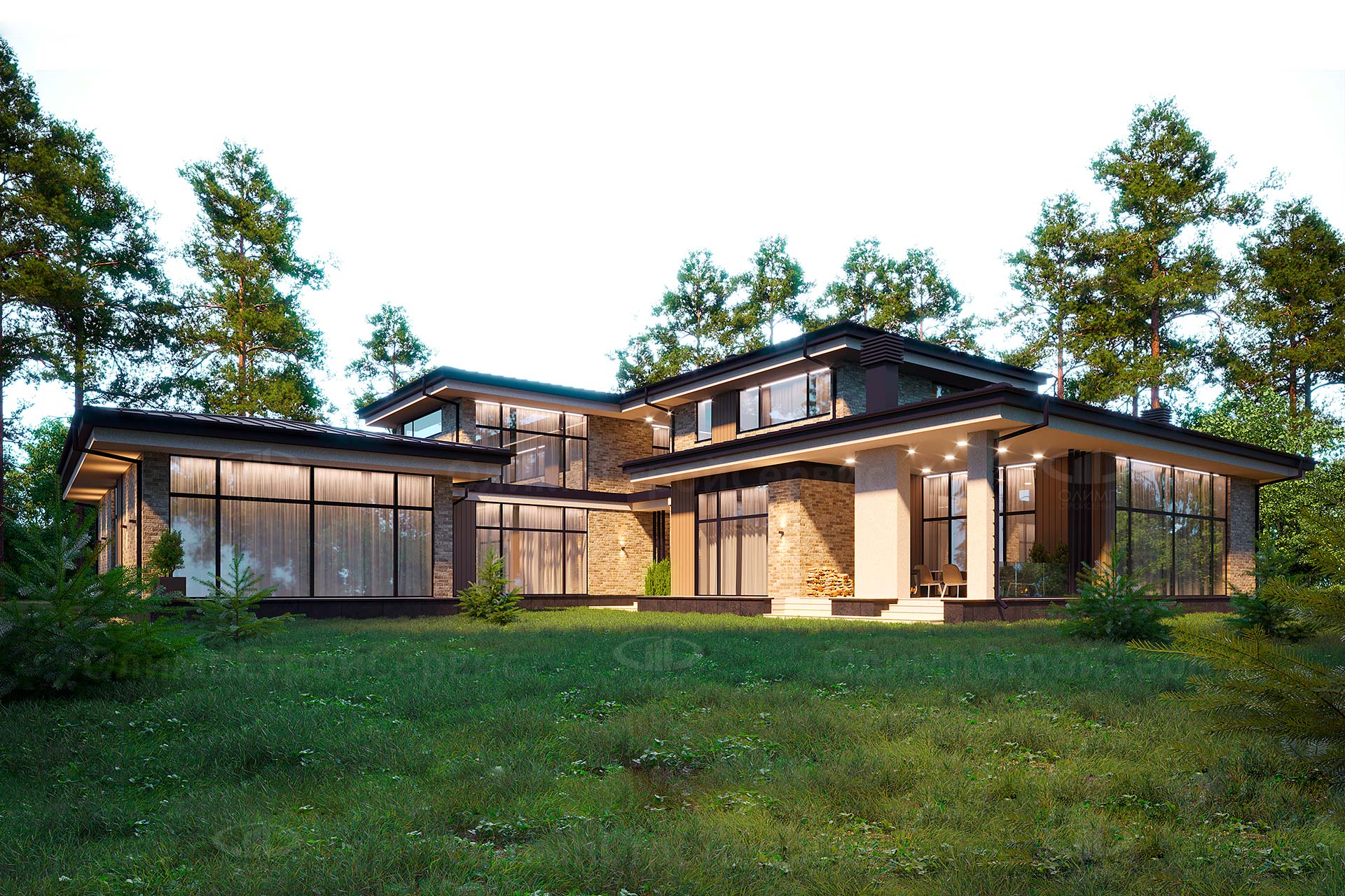 Двухэтажный коттедж в стиле Райта «Редмонд»