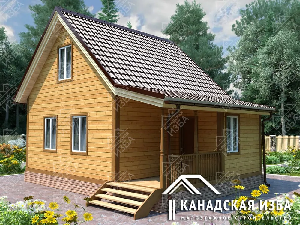 Каркасно-щитовой дом 6х8 «Лесник» Проект и цена строительства в Москве