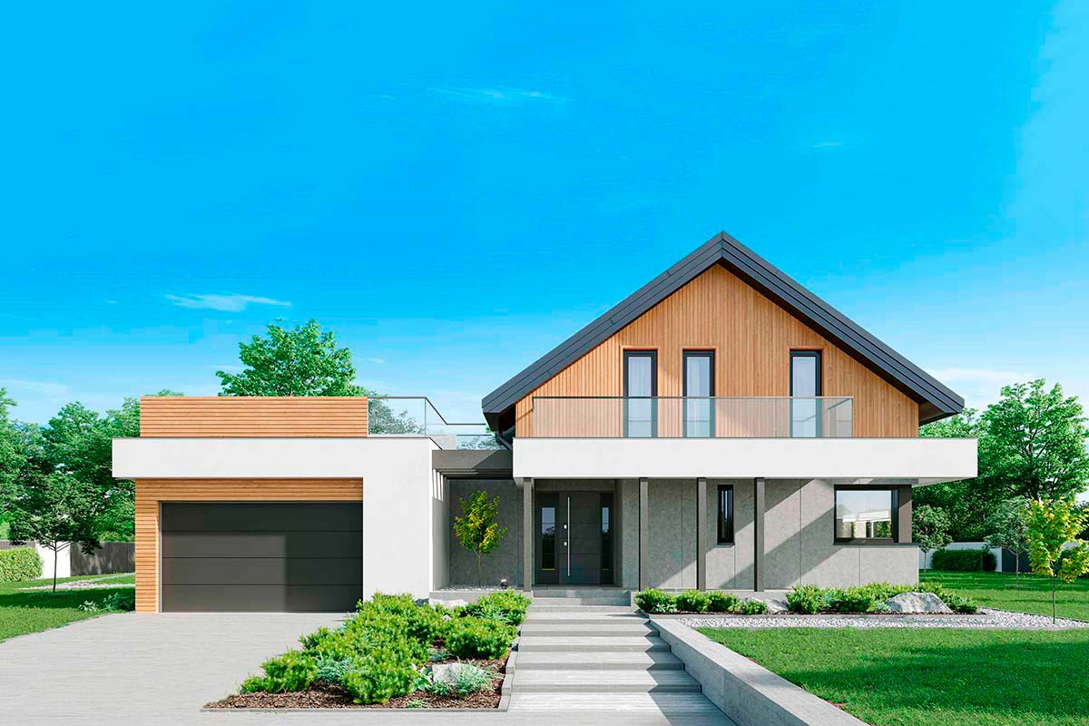 Современный дом с мансардой «Алнесс»