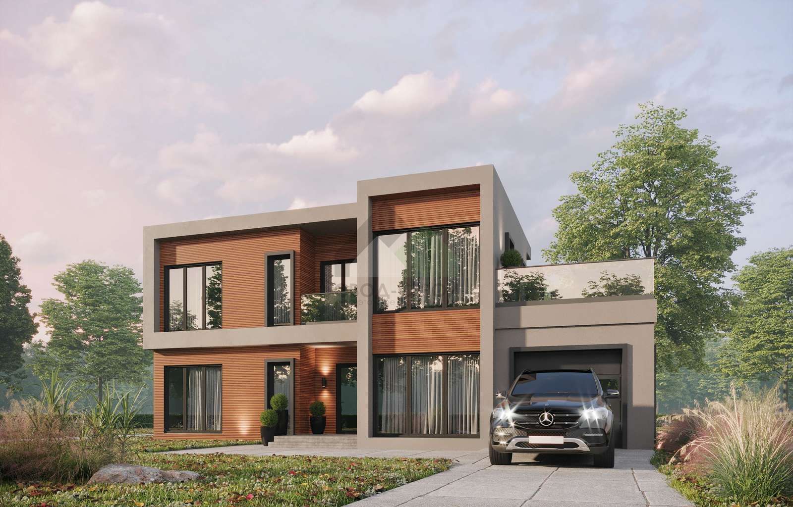 Дом из газобетонных блоков С-265 ГБ «High-Tech»