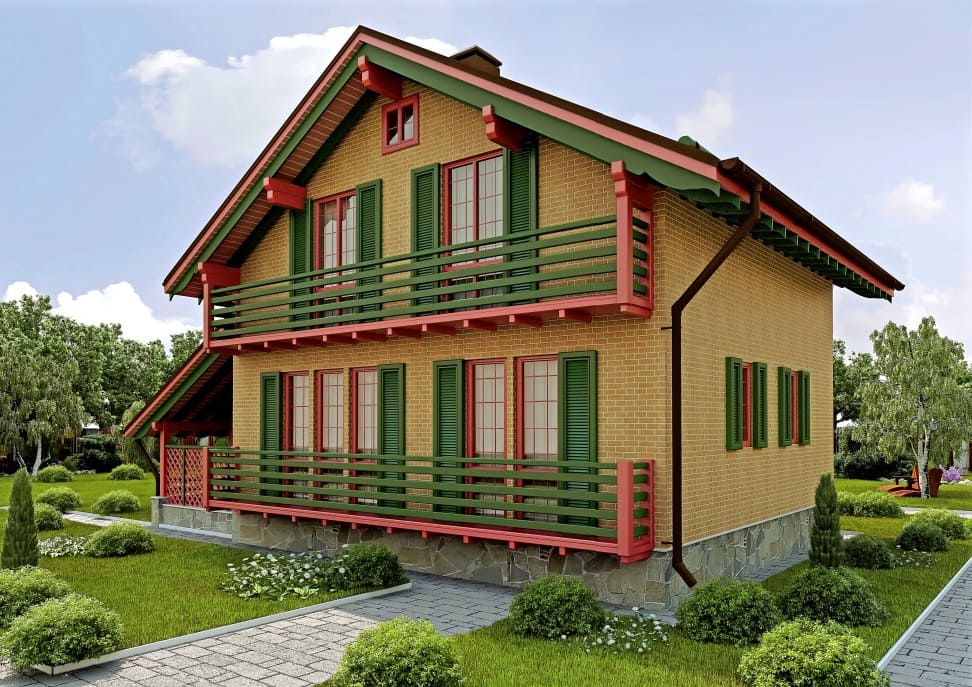 Проект каркасного дома с мансардой Шале XXL под ключ от компании БАКО