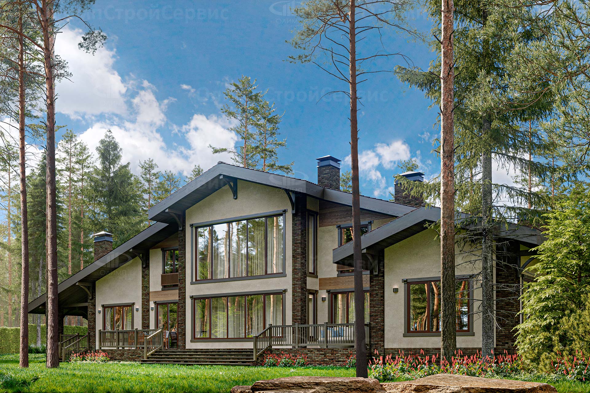 2-этажный дом «Брайль» в стиле Шале