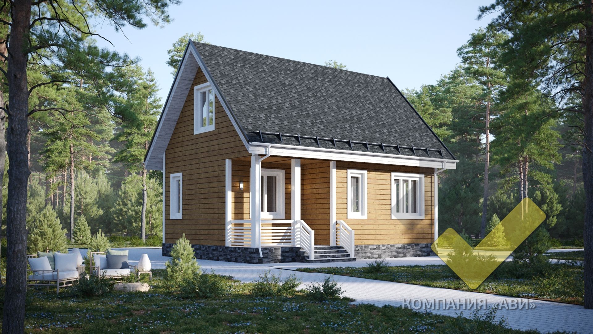 Строительство каркасного дома 8х6 "Ермак" под ключ