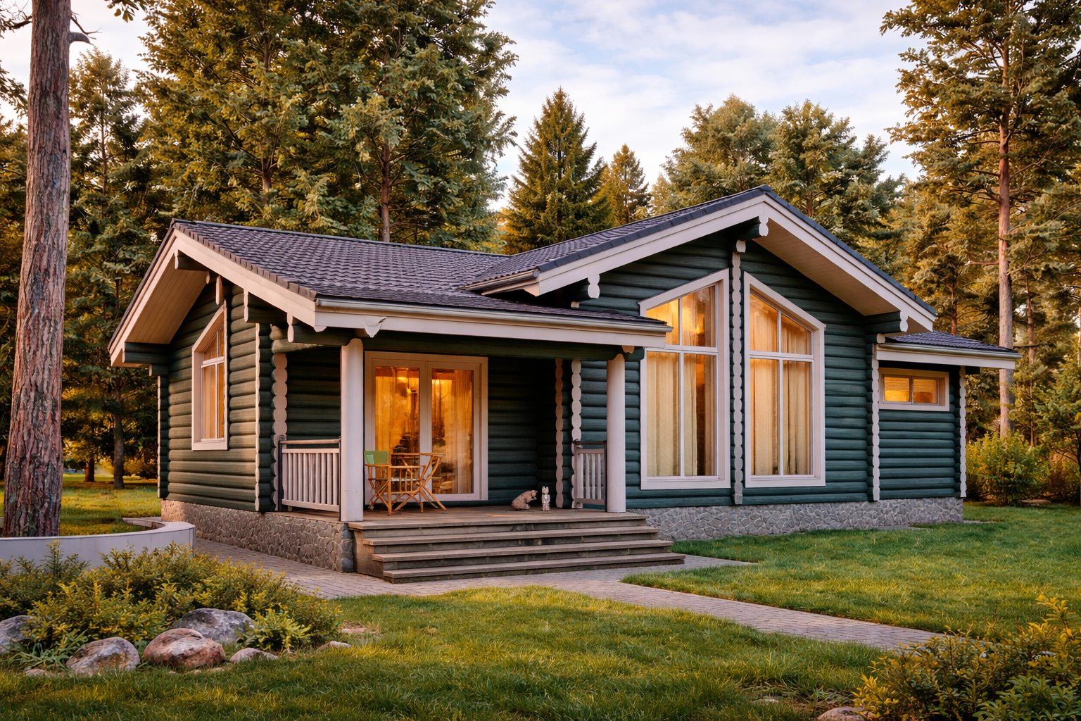 Дом из оцилиндрованного бревна «Ярославль» | ЭкоТех