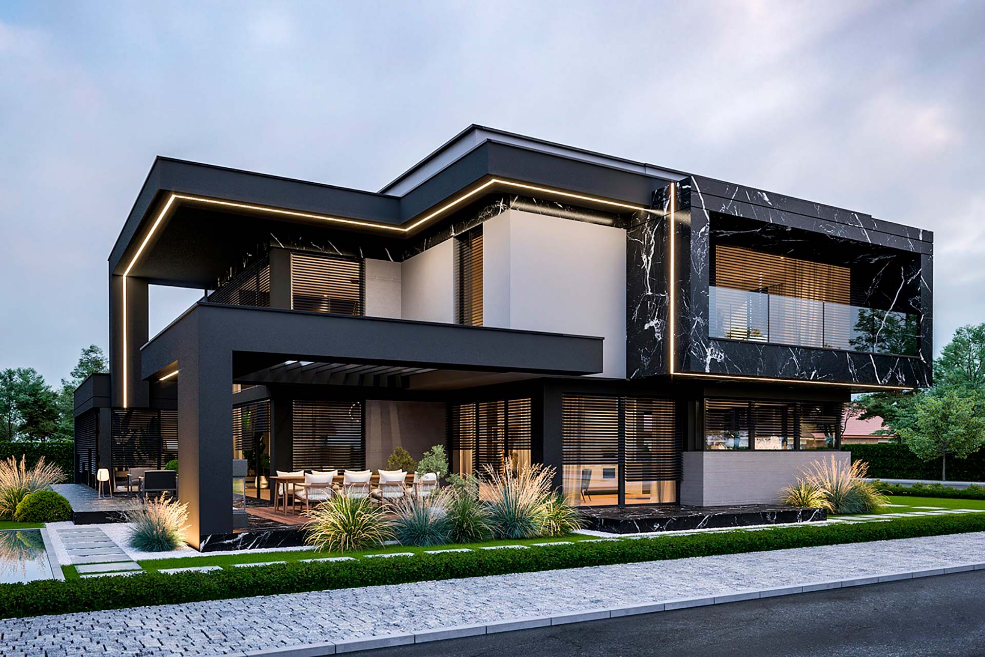 Двухэтажный дом в стиле Хай-Тек «CHARLESTON»