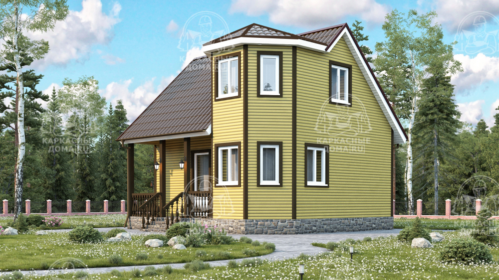 Каркасный дом 7x7 Проект "Джиразоль"