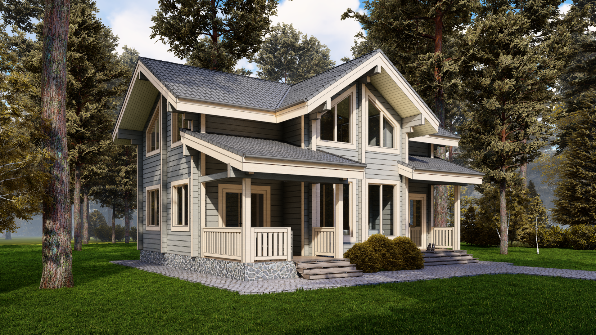 Двухэтажный дом «Малаховка» из бруса | ЭкоТех