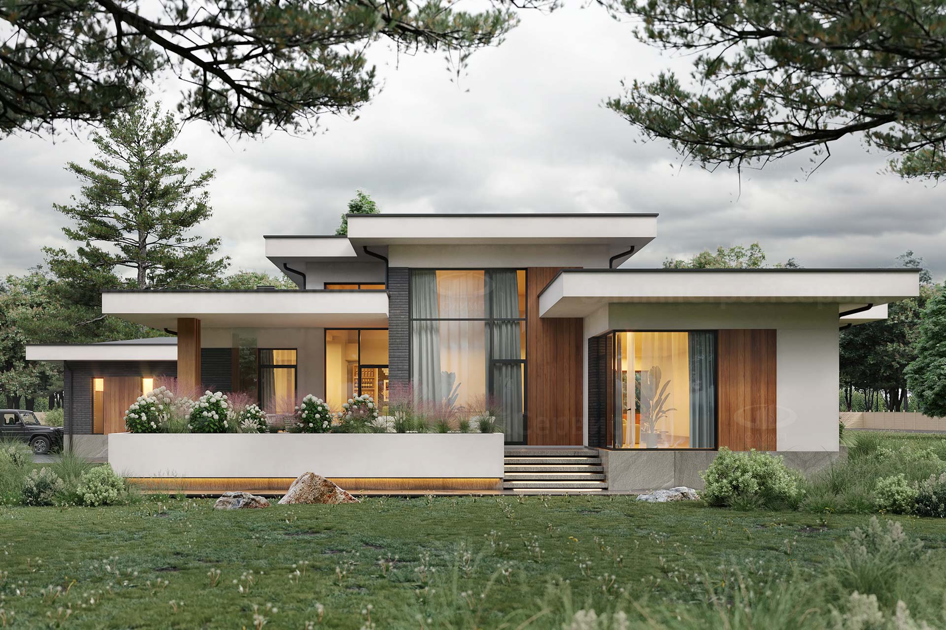 Одноэтажный дом в стиле Райта «Мидленд»