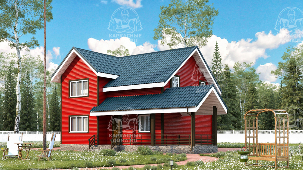 Каркасный дом 12x8 Проект "Александрин"