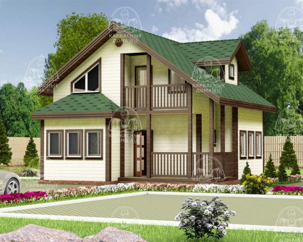 Каркасный дом 8x8 Проект "Гелиодор"