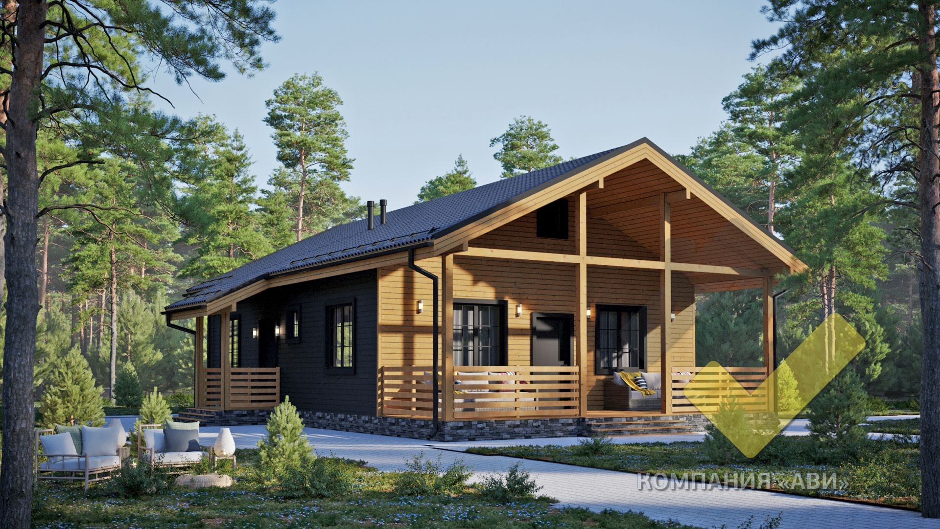 Строительство каркасного дома 10,4х8,6 "Амир" под ключ