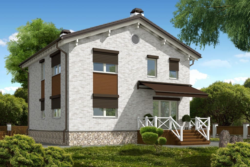 Проект двухэтажного каркасного дома Вилла S под ключ от компании БАКО