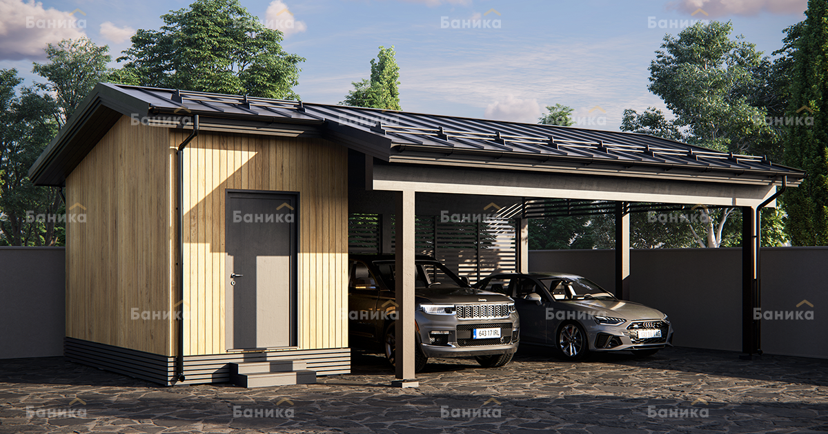 Постройка «Навес с хозблоком