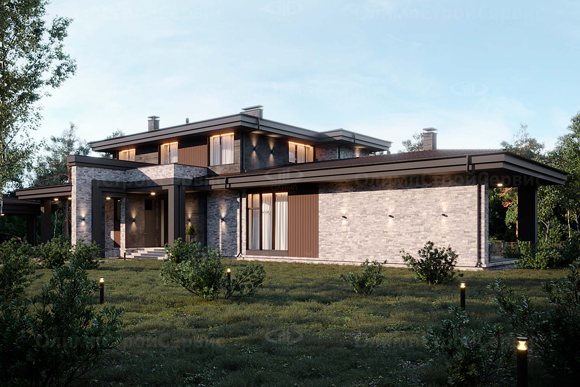 Двухэтажный дом в стиле Райта «Веллингтон»