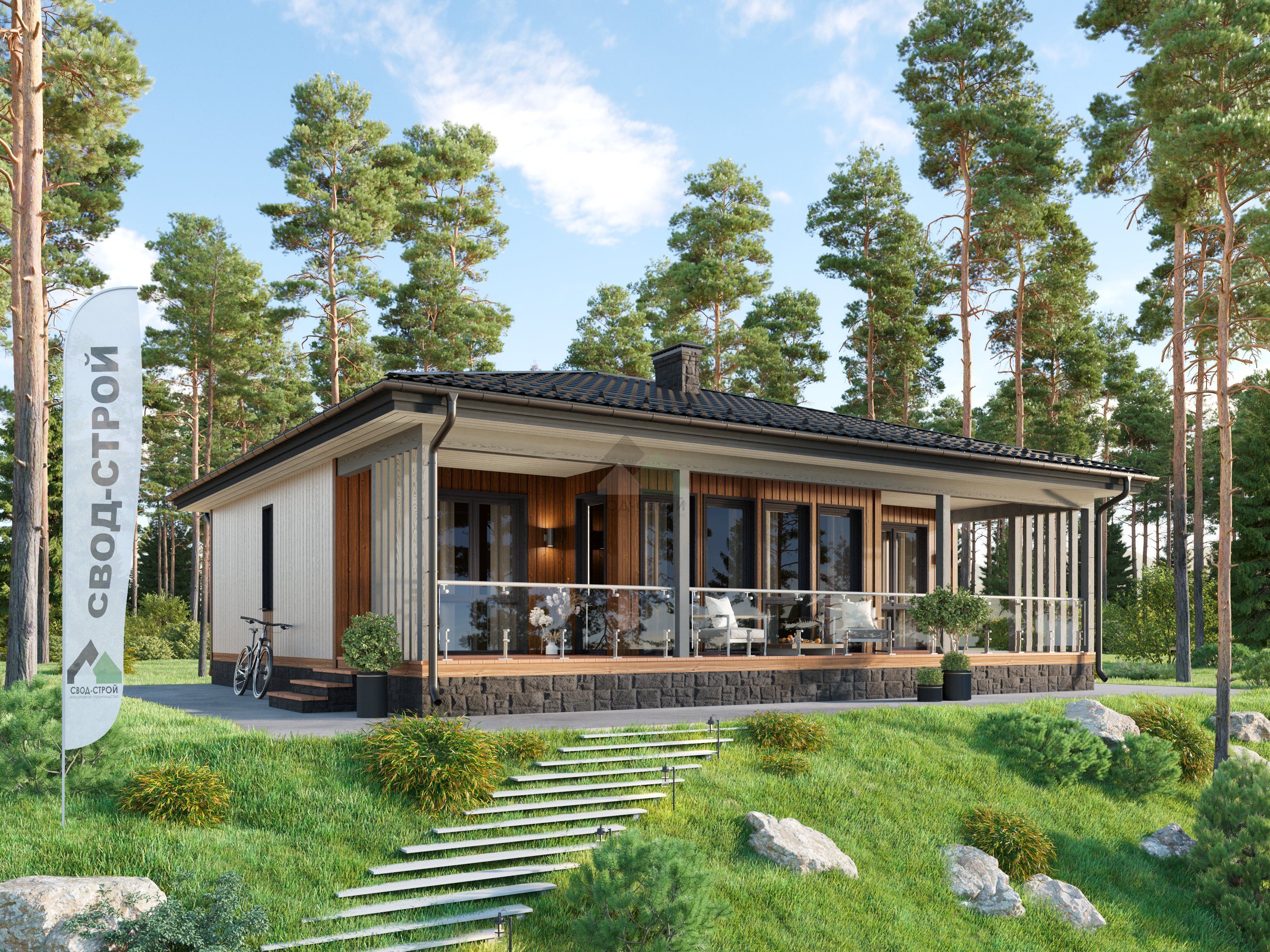 Дом из газобетонных блоков С-129 ГБ «Суоми»