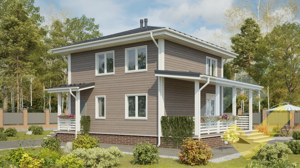 Строительство каркасного дома 8х8 "Ланта" под ключ