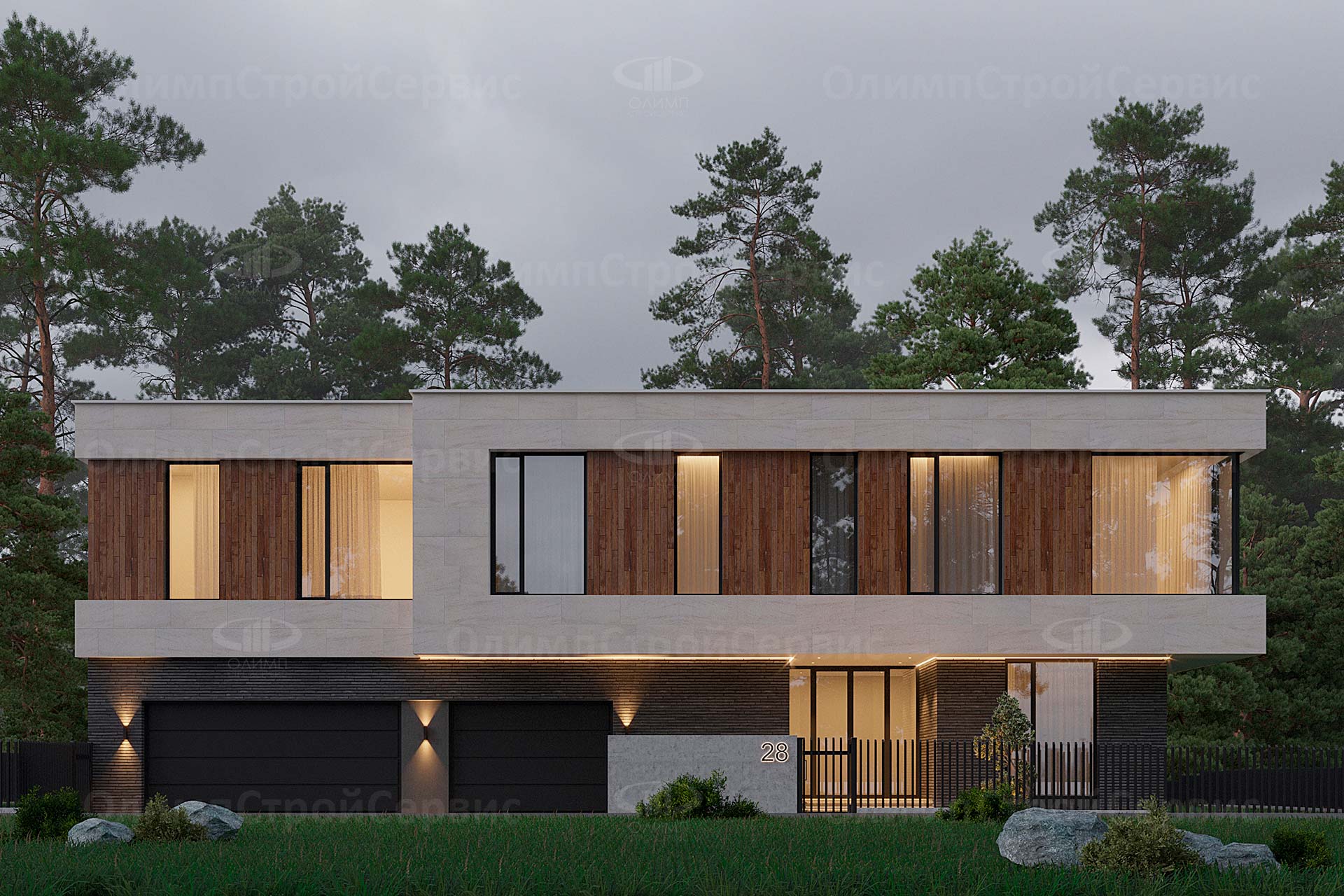 Современная резиденция «Байрон» плоской крышей