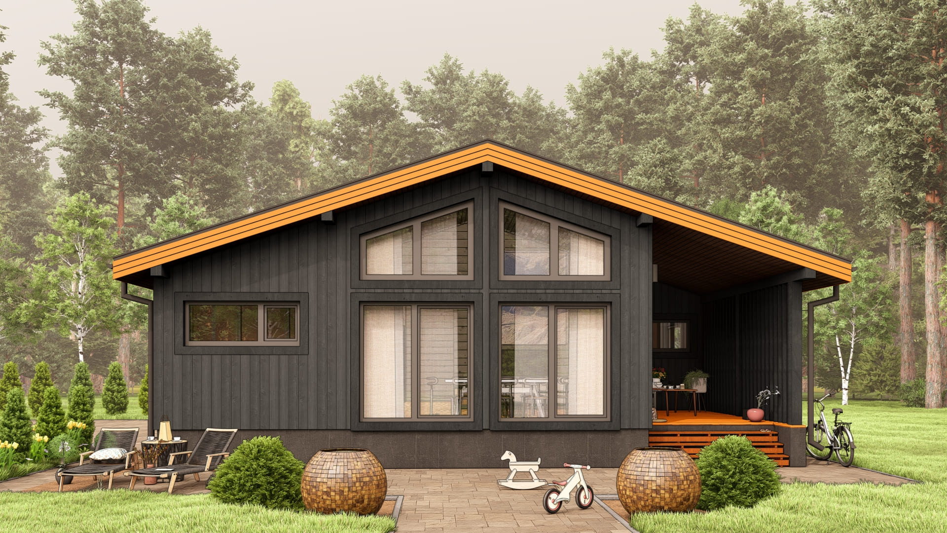 Одноэтажный каркасный дом «Гармония» | ЭкоТех