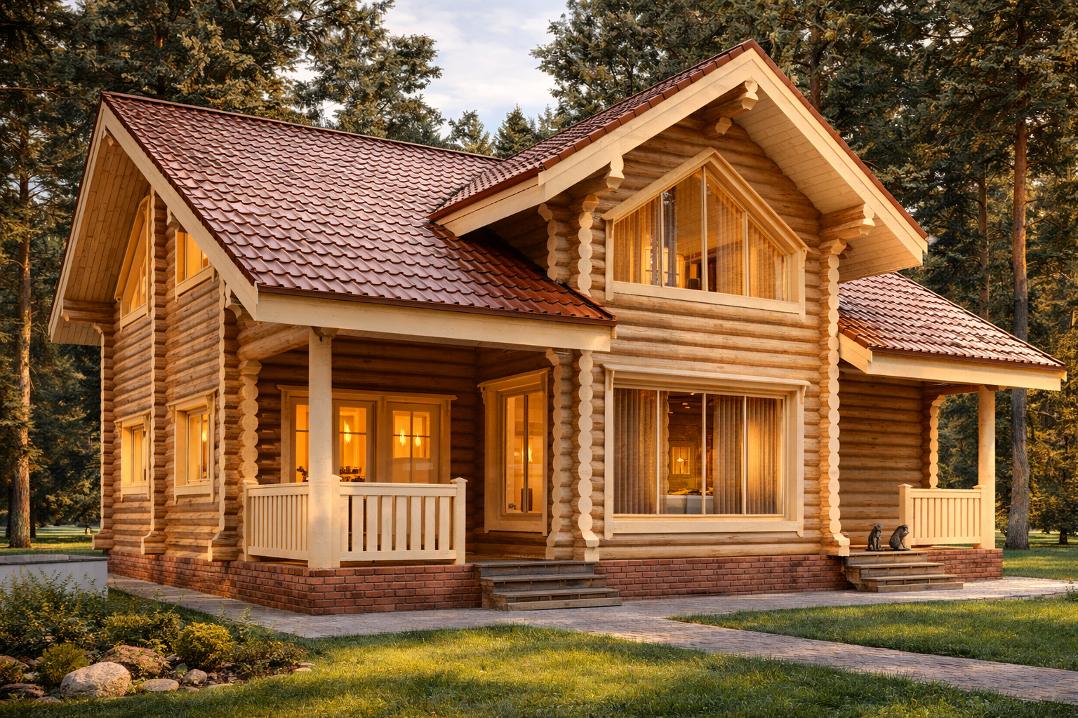 Дом из оцилиндрованного бревна «Карелия» | ЭкоТех