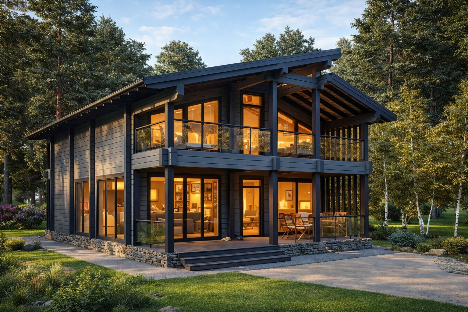 Двухэтажный коттедж «Камея» из бруса | ЭкоТех